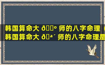 韩国算命大 🌺 师的八字命理（韩国算命大 🪴 师的八字命理是什么）